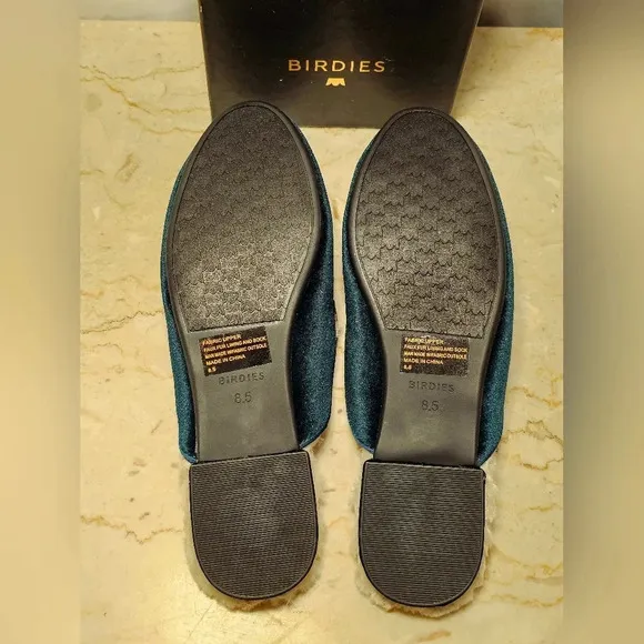 🛑 Birdies The Phoebe Cozy Faux Fur Lined Emerald Green Velvet Mule Slipper 8.5