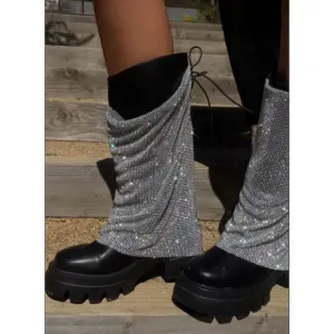 𝙉𝙀𝙒 𝙄𝙉🖤Festival Girl Era Embellished Chunky Platform Boots - Black