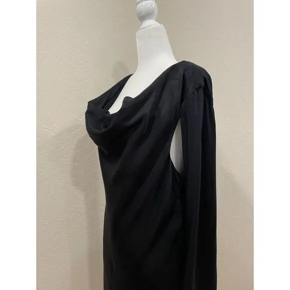 ~ Maeve 14 Mini Dress Flowy Anthropologie Bell Slit Sleeve Lined Black Minidress