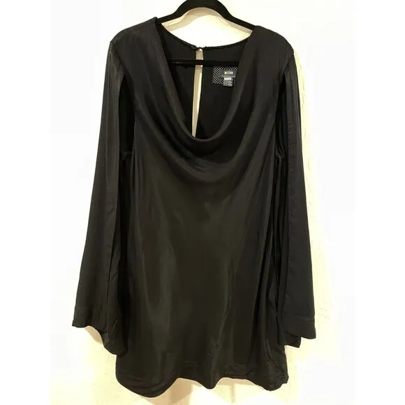 ~ Maeve 14 Mini Dress Flowy Anthropologie Bell Slit Sleeve Lined Black Minidress