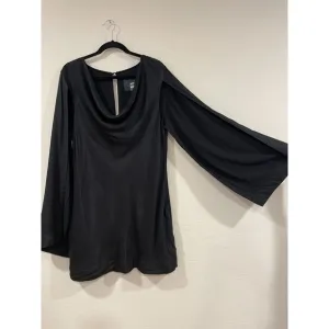 ~ Maeve 14 Mini Dress Flowy Anthropologie Bell Slit Sleeve Lined Black Minidress