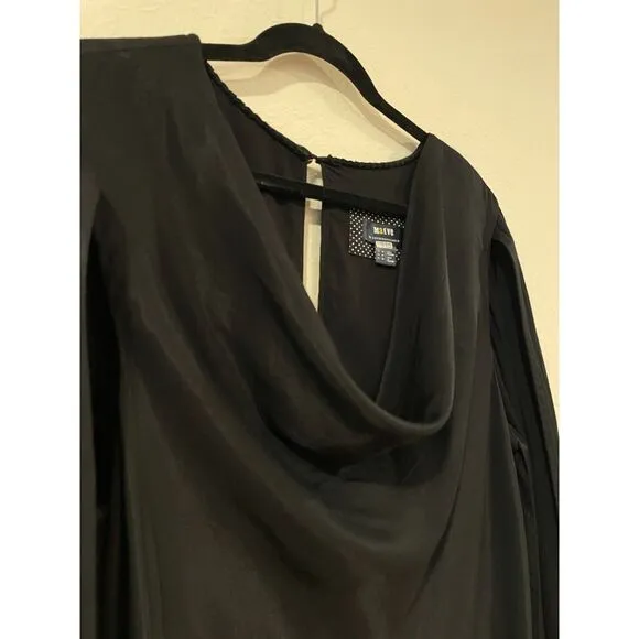~ Maeve 14 Mini Dress Flowy Anthropologie Bell Slit Sleeve Lined Black Minidress