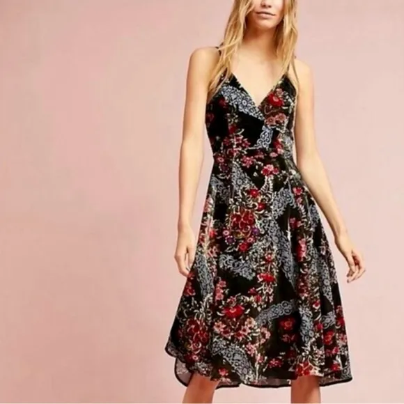 🆕 NWT Anthro eri   ali Velvet Kora Floral Burnout