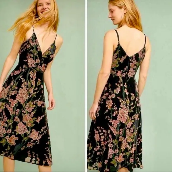 🆕 NWT Anthro eri   ali Velvet Kora Floral Burnout