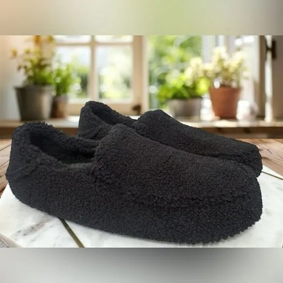 🔥🔥 OLUKAI Nohea Heu Black Shearling Slip On Loafer Slipper Flats Size 8 EU 38