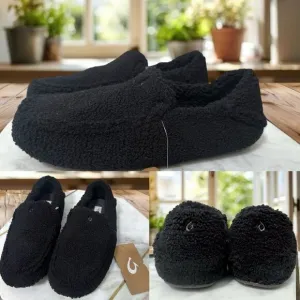 🔥🔥 OLUKAI Nohea Heu Black Shearling Slip On Loafer Slipper Flats Size 9 EU 39