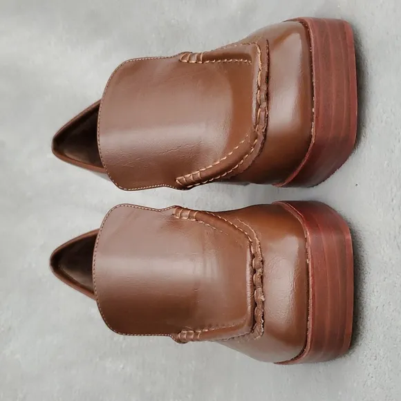 🆕️ STEVE MADDEN Etney Brown Wooden Platform Block Heel Loafers SIZE: 7M