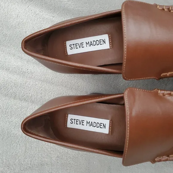 🆕️ STEVE MADDEN Etney Brown Wooden Platform Block Heel Loafers SIZE: 7M
