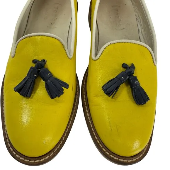 ( Verba ) Yellow Calf Leather Tassle Loafers women’s size EU 38 US 8 Italy