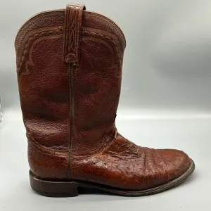 1883 by Lucchese Brown Leather Ostrich Mid Calf Boots
