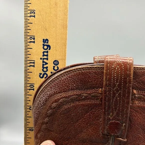 1883 by Lucchese Brown Leather Ostrich Mid Calf Boots