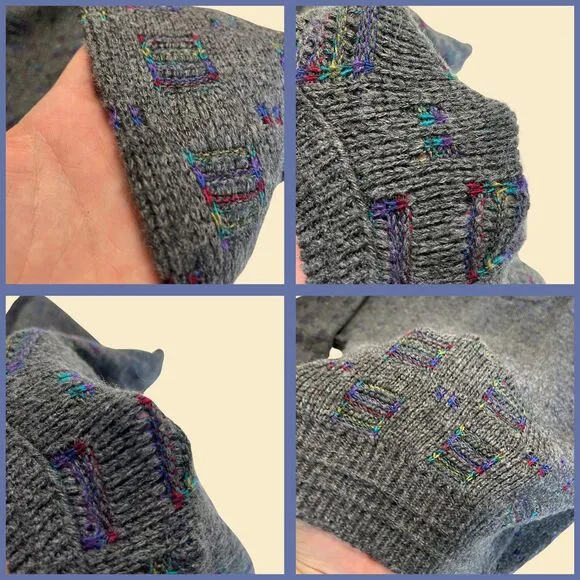 1990s geometric sweater, 3XL vintage 90s grey pullover by Loafers Reed St. James