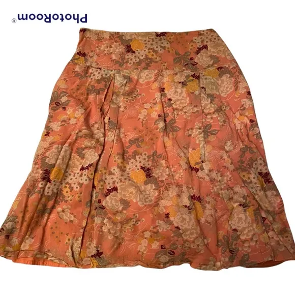 2000s AEO BOHO FLORAL ASIAN PRINT FULL KNEE LENGTH LINED SKIRT ⭐️⭐️⭐️⭐️⭐️
