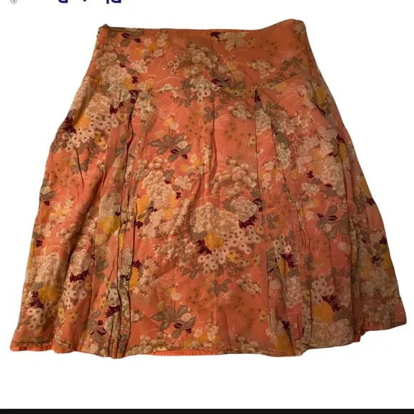2000s AEO BOHO FLORAL ASIAN PRINT FULL KNEE LENGTH LINED SKIRT ⭐️⭐️⭐️⭐️⭐️