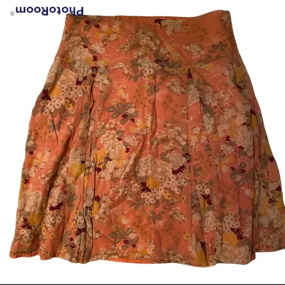 2000s AEO BOHO FLORAL ASIAN PRINT FULL KNEE LENGTH LINED SKIRT ⭐️⭐️⭐️⭐️⭐️