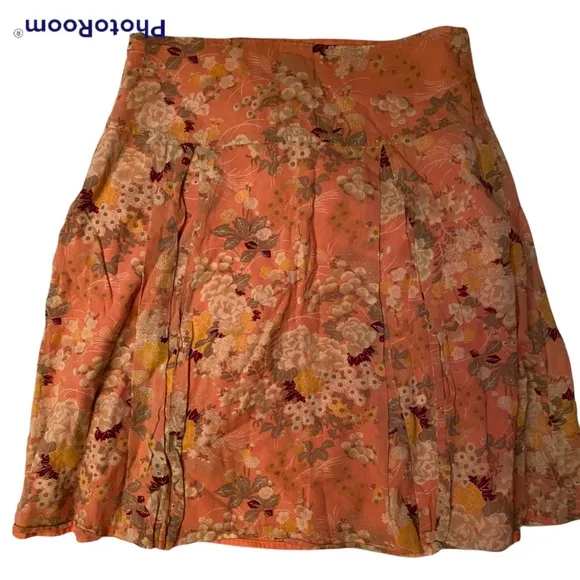 2000s AEO BOHO FLORAL ASIAN PRINT FULL KNEE LENGTH LINED SKIRT ⭐️⭐️⭐️⭐️⭐️