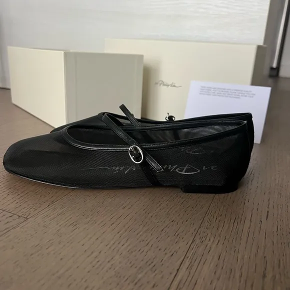 3.1 Phillip Lim Black Flats with Square Toe