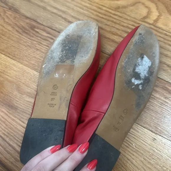 3.1 Phillip Lim red leather square toe flats