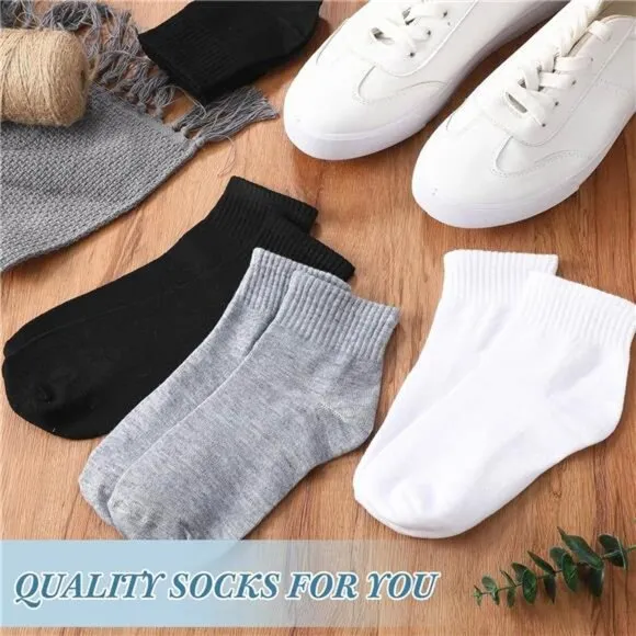 48Pairs Men Quarter Ankle Socks Athletic Socks Moisture Wicking Bulk Crew Casual