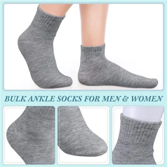 48Pairs Men Quarter Ankle Socks Athletic Socks Moisture Wicking Bulk Crew Casual