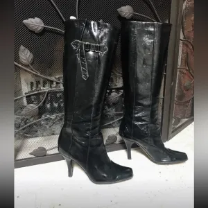 $595 Jimmy Choo Black Patent Knee High Boots Black - 38.5