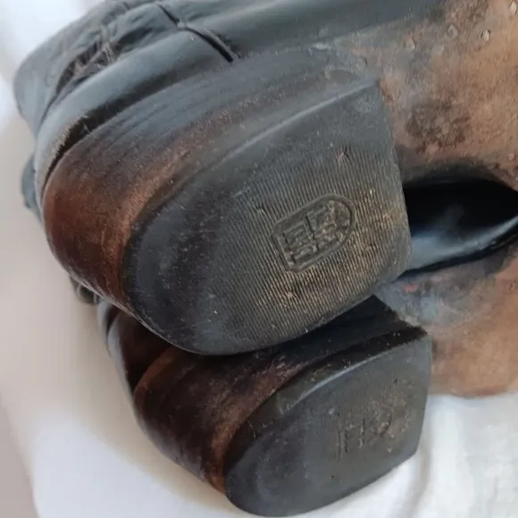 9D Men's Vintage 70's Black Leather Western Cowboy Boots Black Dan Post