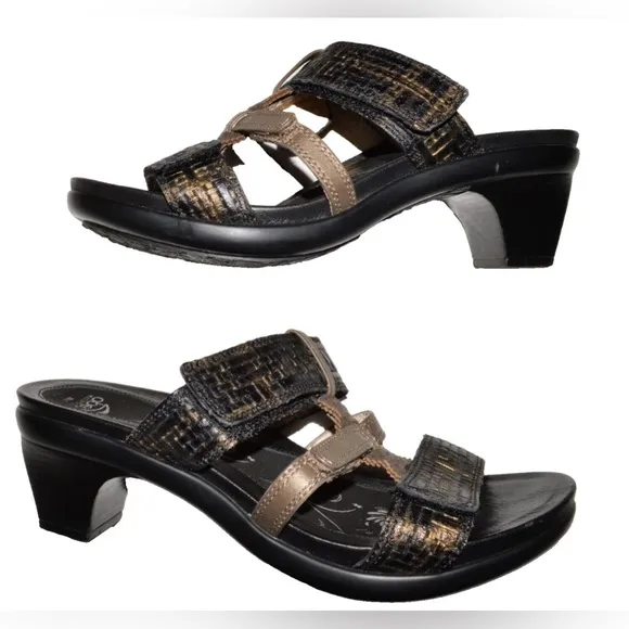 ABEO GILLIAN SZ 7 N LEATHER PLATFORM SLIP ON STRAPPY SANDALS