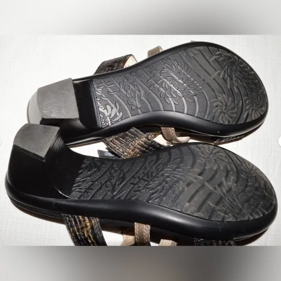 ABEO GILLIAN SZ 7 N LEATHER PLATFORM SLIP ON STRAPPY SANDALS