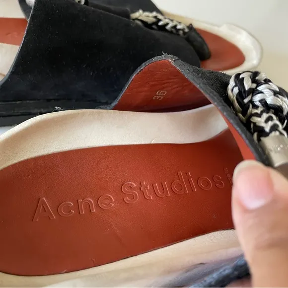 Acne Studios Suede Modern Thong Sandal Size 36 6 Rope Knot Platform