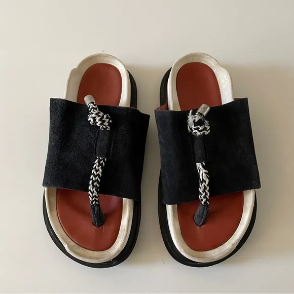 Acne Studios Suede Modern Thong Sandal Size 36 6 Rope Knot Platform