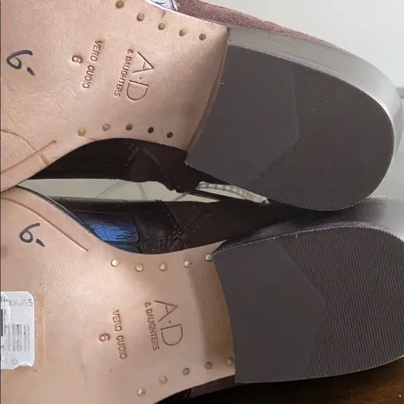 Ad &amp; Daughters Croco Embossed Leather Booties.
