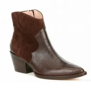 Ad &amp; Daughters Croco Embossed Leather Booties.