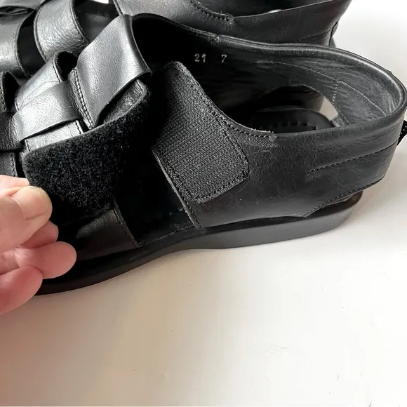 Adam Derrick To Boot New York Barbados Handmade Black Leather Sandals Size 40/7