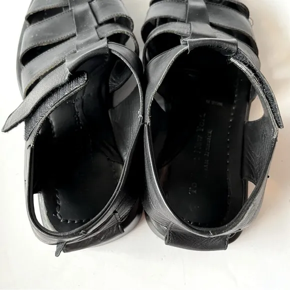 Adam Derrick To Boot New York Barbados Handmade Black Leather Sandals Size 40/7