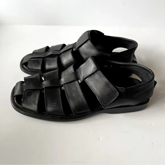 Adam Derrick To Boot New York Barbados Handmade Black Leather Sandals Size 40/7