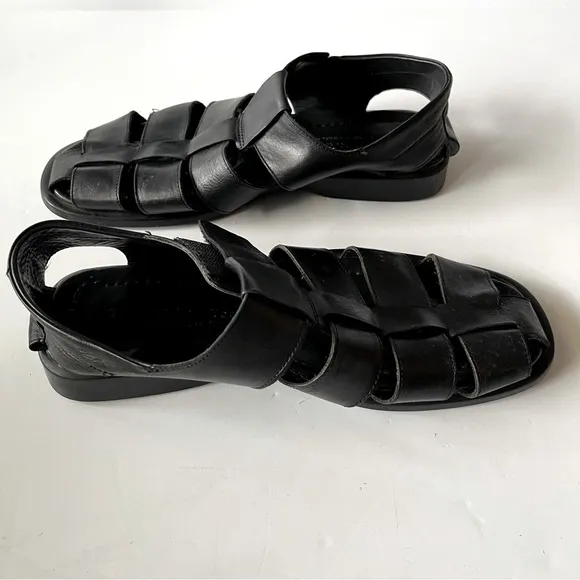 Adam Derrick To Boot New York Barbados Handmade Black Leather Sandals Size 40/7