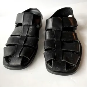 Adam Derrick To Boot New York Barbados Handmade Black Leather Sandals Size 40/7