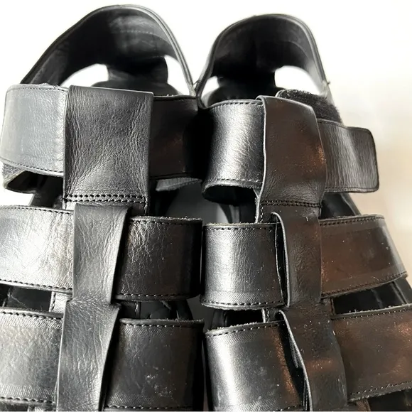 Adam Derrick To Boot New York Barbados Handmade Black Leather Sandals Size 40/7