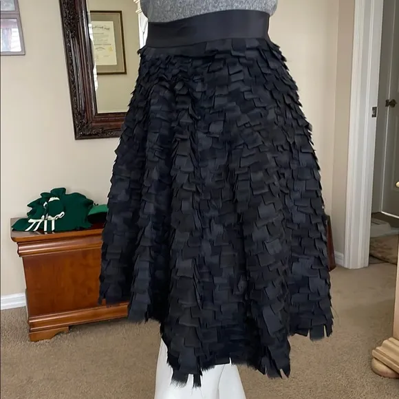 Adam Lippes Black layered silk fabric Skater circle  Skirt  6 NWT