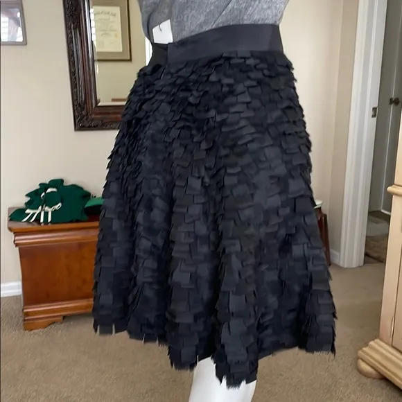 Adam Lippes Black layered silk fabric Skater circle  Skirt  6 NWT