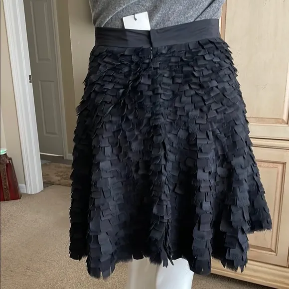 Adam Lippes Black layered silk fabric Skater circle  Skirt  6 NWT