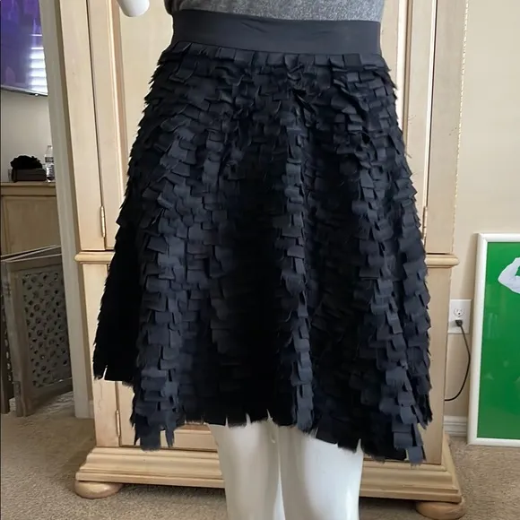 Adam Lippes Black layered silk fabric Skater circle  Skirt  6 NWT