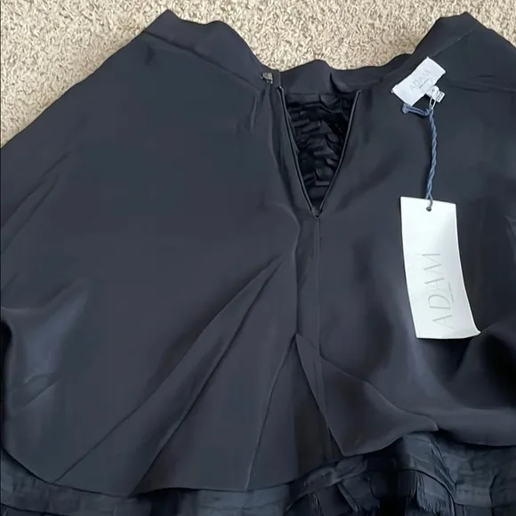 Adam Lippes Black layered silk fabric Skater Skirt for Cocktail 6 NWT