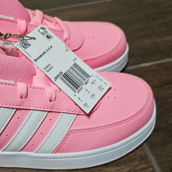 Adidas Breaknet Lifestyle Court Girls Pink &amp; White Lace Sneakers
