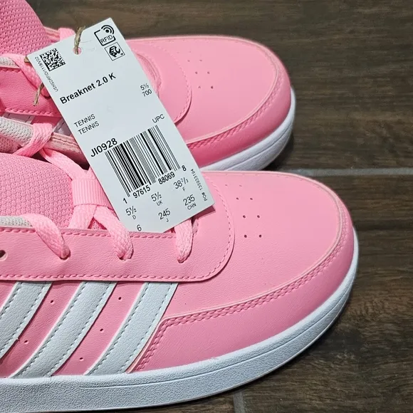Adidas Breaknet Lifestyle Court Girls Pink &amp; White Lace Sneakers
