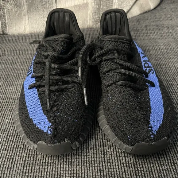 Adidas Kids Black and Blue Sneakers size 12 big boys