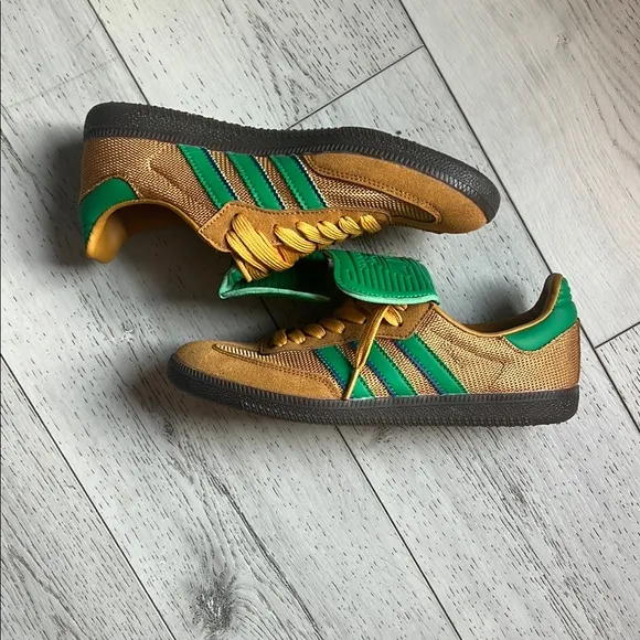 Adidas Kids' Green and Tan Sneakers