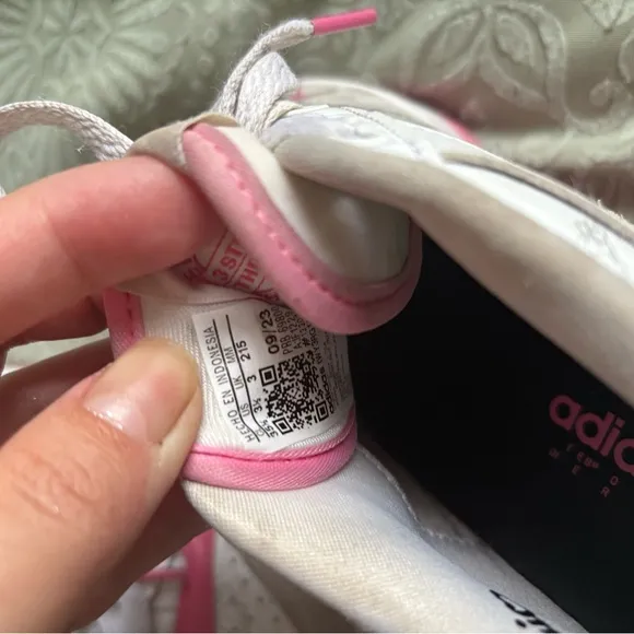 Adidas Kids' Pink and White Sneakers