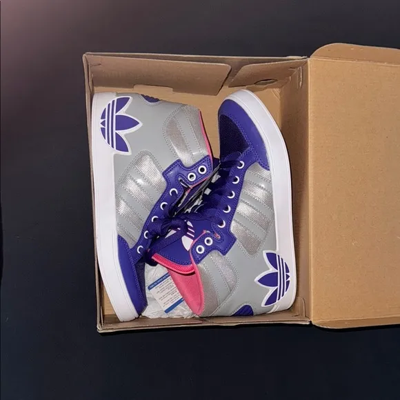 Adidas Kids' Silver and Purple Sneakers