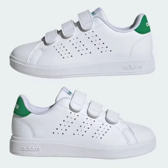 Adidas Kids White and Green Sneakers